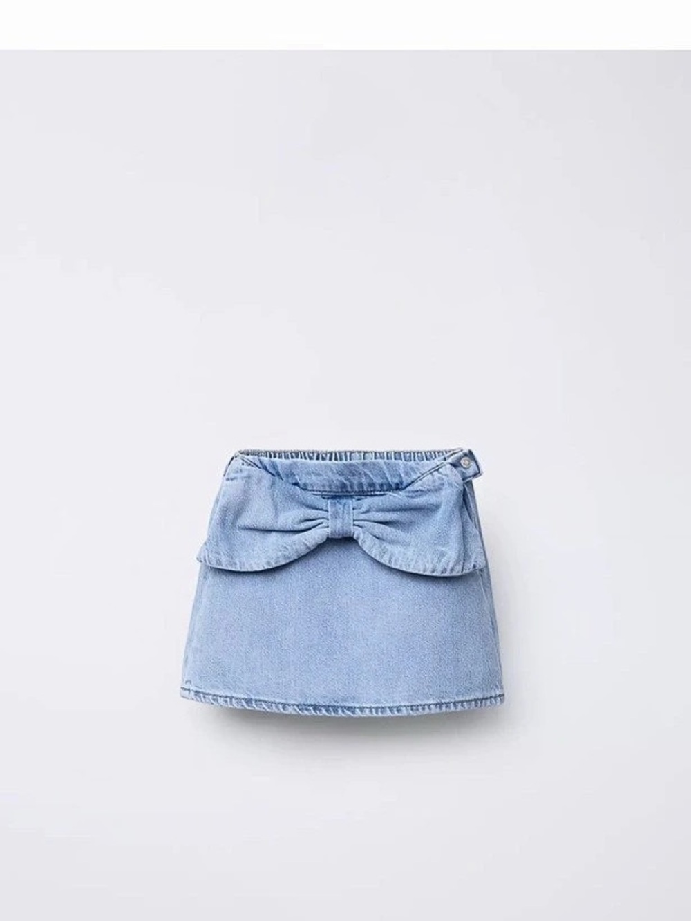 Zara Denim Skirt with Pleats and Bows Blue Mini Skirt